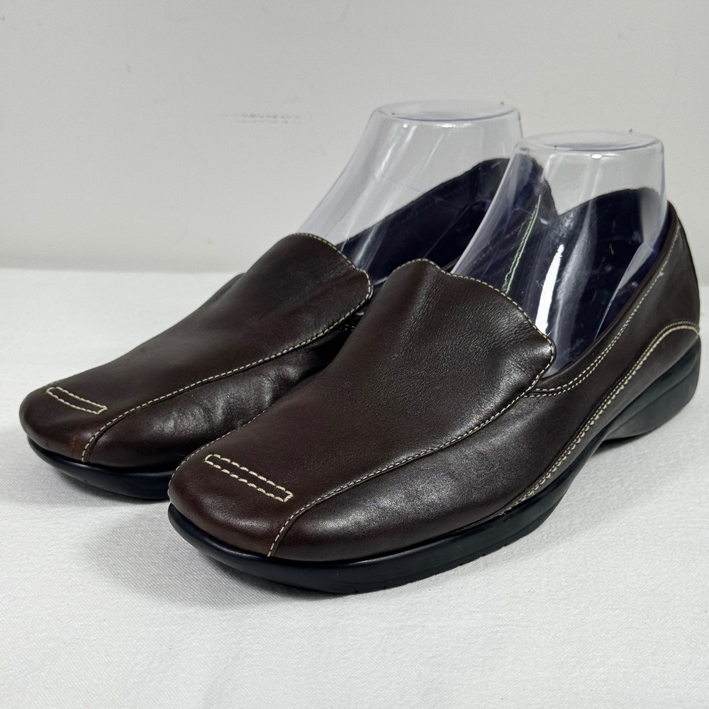 Aerology by Aerosoles Toe Riffic Leather Loafers Comfort Slip On Shoes Brown 9.5